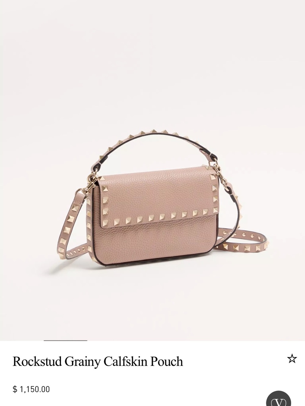 Valentino Rockstud Grainy Calfskin Crossbody in Blush